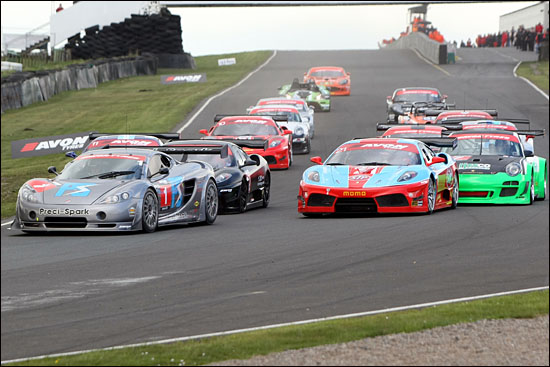 Start of race 1, David Jones/Godfrey Jones - Preci Spark Ascari KZ1R GT3 leads